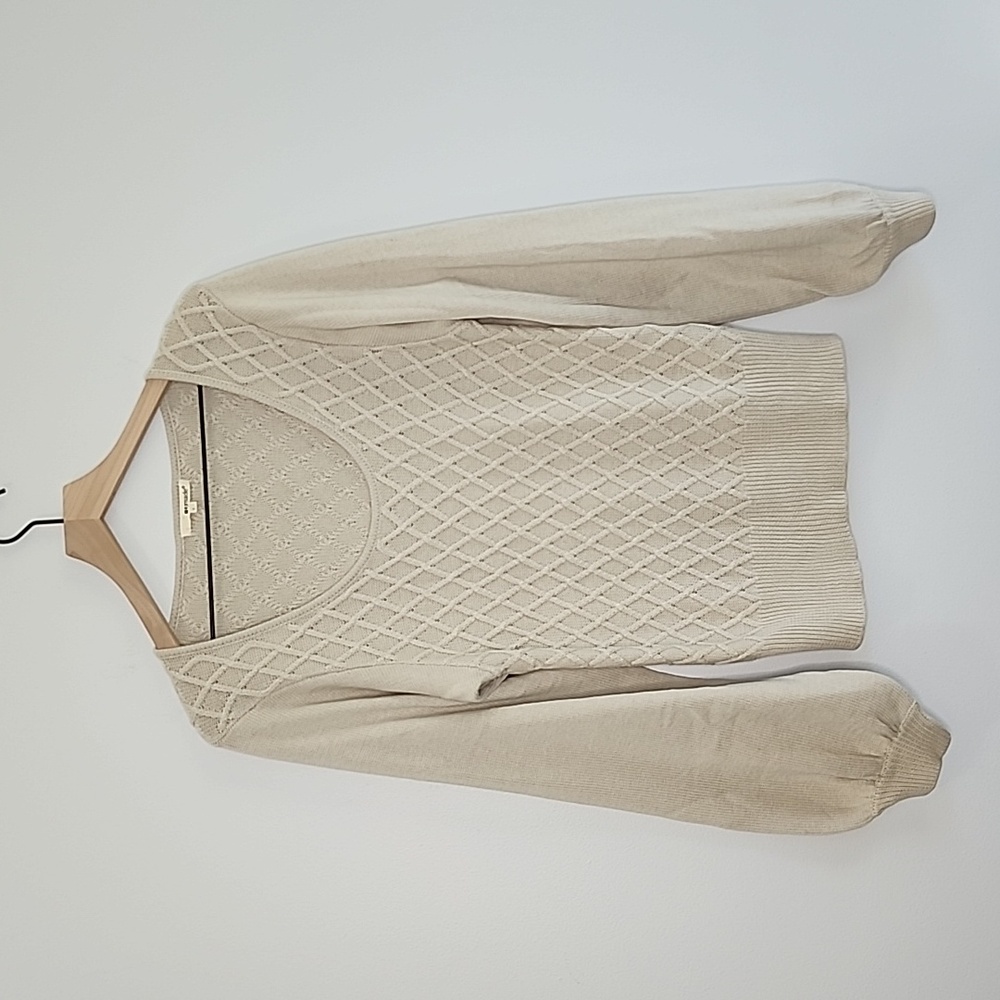 LAmade x REVOLVE | NWT Women's Cream Cable Knit Balloon Sleeve Sweater Size S